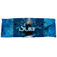 Surf, Surfboard With Water Drops On Blue Background Body Pillow Cases Dakimakura (two Sides) 