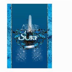 Surf, Surfboard With Water Drops On Blue Background Small Garden Flag (two Sides)