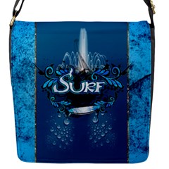 Surf, Surfboard With Water Drops On Blue Background Flap Messenger Bag (s)