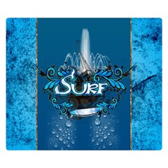 Surf, Surfboard With Water Drops On Blue Background Double Sided Flano Blanket (small) 