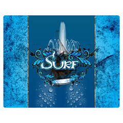 Surf, Surfboard With Water Drops On Blue Background Double Sided Flano Blanket (medium) 