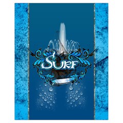 Surf, Surfboard With Water Drops On Blue Background Drawstring Bag (small)