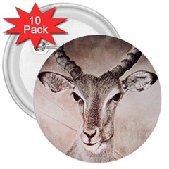 Antelope Horns 3  Buttons (10 Pack) 