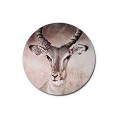 Antelope Horns Rubber Coaster (round)  by TwoFriendsGallery