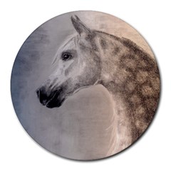 Grey Arabian Horse Round Mousepads by TwoFriendsGallery