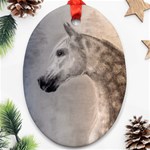 Grey Arabian Horse Ornament (Oval)  Front