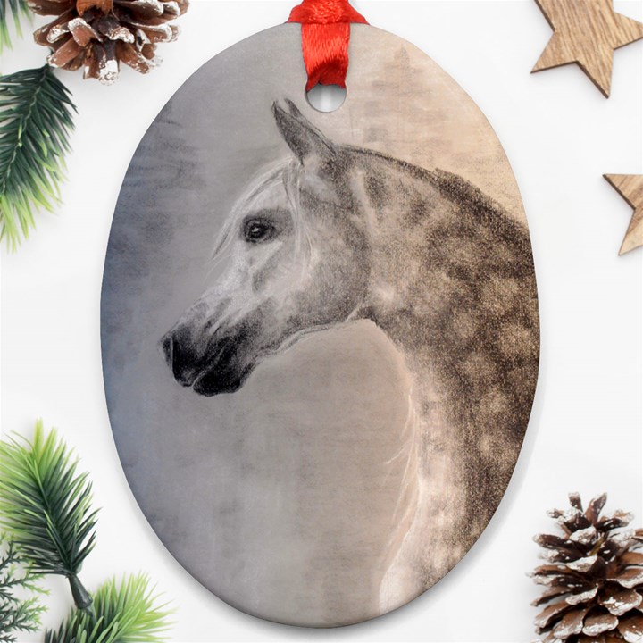 Grey Arabian Horse Ornament (Oval) 