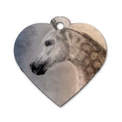 Grey Arabian Horse Dog Tag Heart (one Side) by TwoFriendsGallery