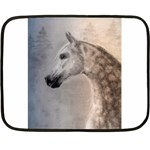 Grey Arabian Horse Fleece Blanket (Mini) 35 x27  Blanket