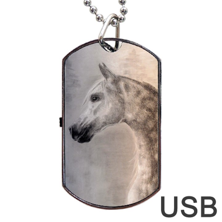 Grey Arabian Horse Dog Tag USB Flash (One Side)