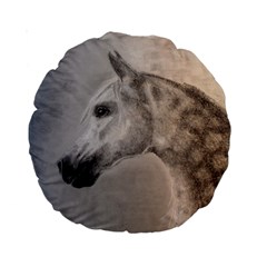 Grey Arabian Horse Standard 15  Premium Round Cushions by TwoFriendsGallery