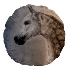 Grey Arabian Horse Large 18  Premium Round Cushions by TwoFriendsGallery