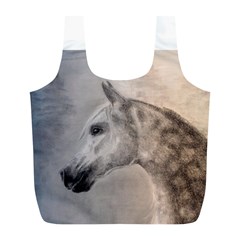 Grey Arabian Horse Full Print Recycle Bags (l)  by TwoFriendsGallery