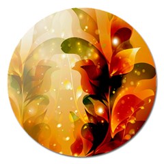 Awesome Colorful, Glowing Leaves  Magnet 5  (round) by FantasyWorld7