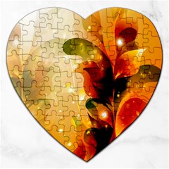 Awesome Colorful, Glowing Leaves  Jigsaw Puzzle (heart) by FantasyWorld7