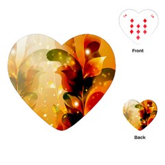 Awesome Colorful, Glowing Leaves  Playing Cards (heart) 