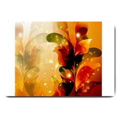 Awesome Colorful, Glowing Leaves  Large Doormat  by FantasyWorld7