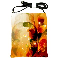 Awesome Colorful, Glowing Leaves  Shoulder Sling Bags by FantasyWorld7