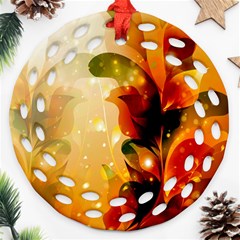 Awesome Colorful, Glowing Leaves  Ornament (round Filigree) 