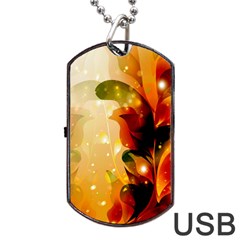 Awesome Colorful, Glowing Leaves  Dog Tag Usb Flash (one Side)