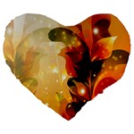 Awesome Colorful, Glowing Leaves  Large 19  Premium Heart Shape Cushions Front