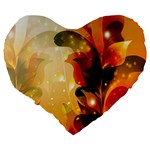 Awesome Colorful, Glowing Leaves  Large 19  Premium Heart Shape Cushions Back