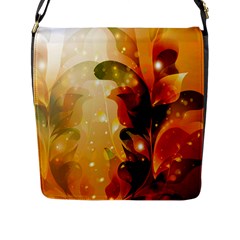 Awesome Colorful, Glowing Leaves  Flap Messenger Bag (l)  by FantasyWorld7