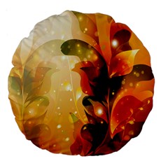 Awesome Colorful, Glowing Leaves  Large 18  Premium Flano Round Cushions