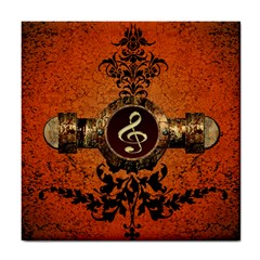 Wonderful Golden Clef On A Button With Floral Elements Tile Coasters