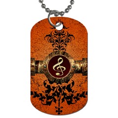 Wonderful Golden Clef On A Button With Floral Elements Dog Tag (one Side) by FantasyWorld7