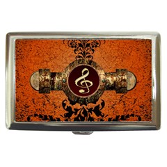 Wonderful Golden Clef On A Button With Floral Elements Cigarette Money Cases