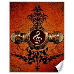 Wonderful Golden Clef On A Button With Floral Elements Canvas 18  X 24  