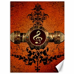 Wonderful Golden Clef On A Button With Floral Elements Canvas 36  X 48   by FantasyWorld7