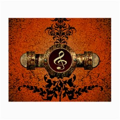 Wonderful Golden Clef On A Button With Floral Elements Small Glasses Cloth (2-side) by FantasyWorld7