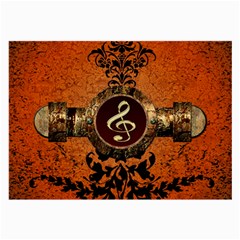 Wonderful Golden Clef On A Button With Floral Elements Large Glasses Cloth (2-side)