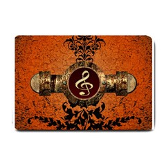 Wonderful Golden Clef On A Button With Floral Elements Small Doormat 