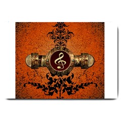 Wonderful Golden Clef On A Button With Floral Elements Large Doormat 