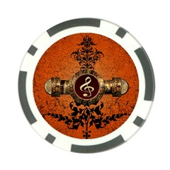 Wonderful Golden Clef On A Button With Floral Elements Poker Chip Card Guards (10 Pack) 