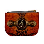 Wonderful Golden Clef On A Button With Floral Elements Mini Coin Purses Back