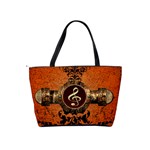 Wonderful Golden Clef On A Button With Floral Elements Shoulder Handbags Back