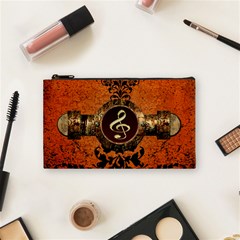 Wonderful Golden Clef On A Button With Floral Elements Cosmetic Bag (small)  by FantasyWorld7