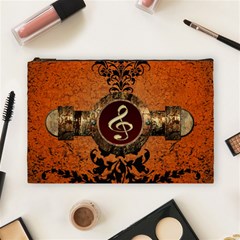 Wonderful Golden Clef On A Button With Floral Elements Cosmetic Bag (large)  by FantasyWorld7