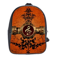 Wonderful Golden Clef On A Button With Floral Elements School Bags(large)  by FantasyWorld7