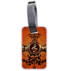 Wonderful Golden Clef On A Button With Floral Elements Luggage Tags (two Sides)