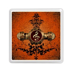 Wonderful Golden Clef On A Button With Floral Elements Memory Card Reader (square) 