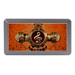 Wonderful Golden Clef On A Button With Floral Elements Memory Card Reader (mini) by FantasyWorld7