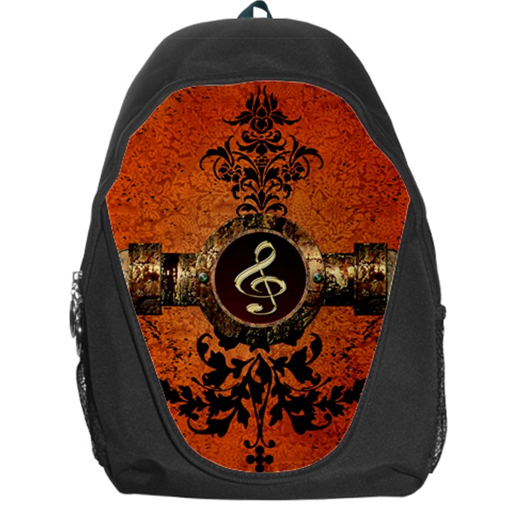 Wonderful Golden Clef On A Button With Floral Elements Backpack Bag