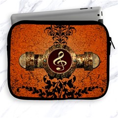 Wonderful Golden Clef On A Button With Floral Elements Apple Ipad 2/3/4 Zipper Cases by FantasyWorld7