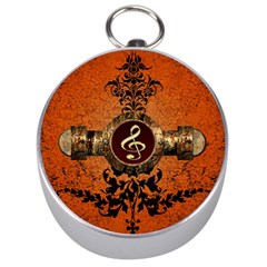 Wonderful Golden Clef On A Button With Floral Elements Silver Compasses by FantasyWorld7