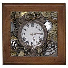 Steampunk, Awesome Clocks With Gears, Can You See The Cute Gescko Framed Tiles